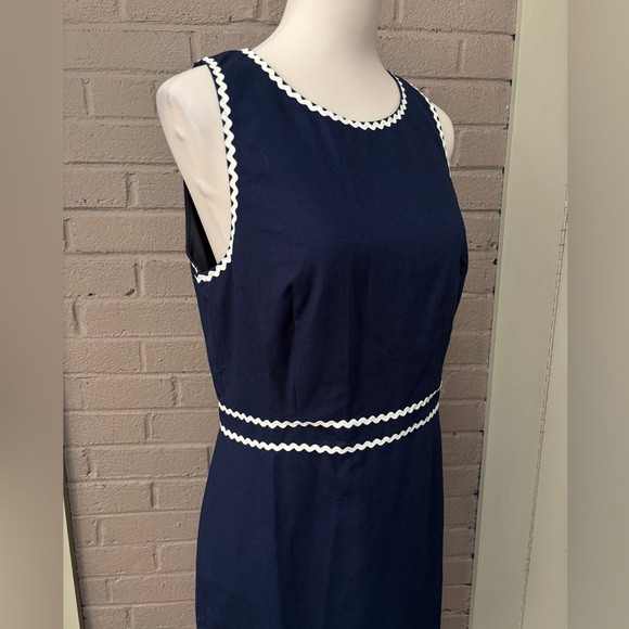 J.Crew  NWT Navy blue dress -white trim  10 - Picture 3 of 11